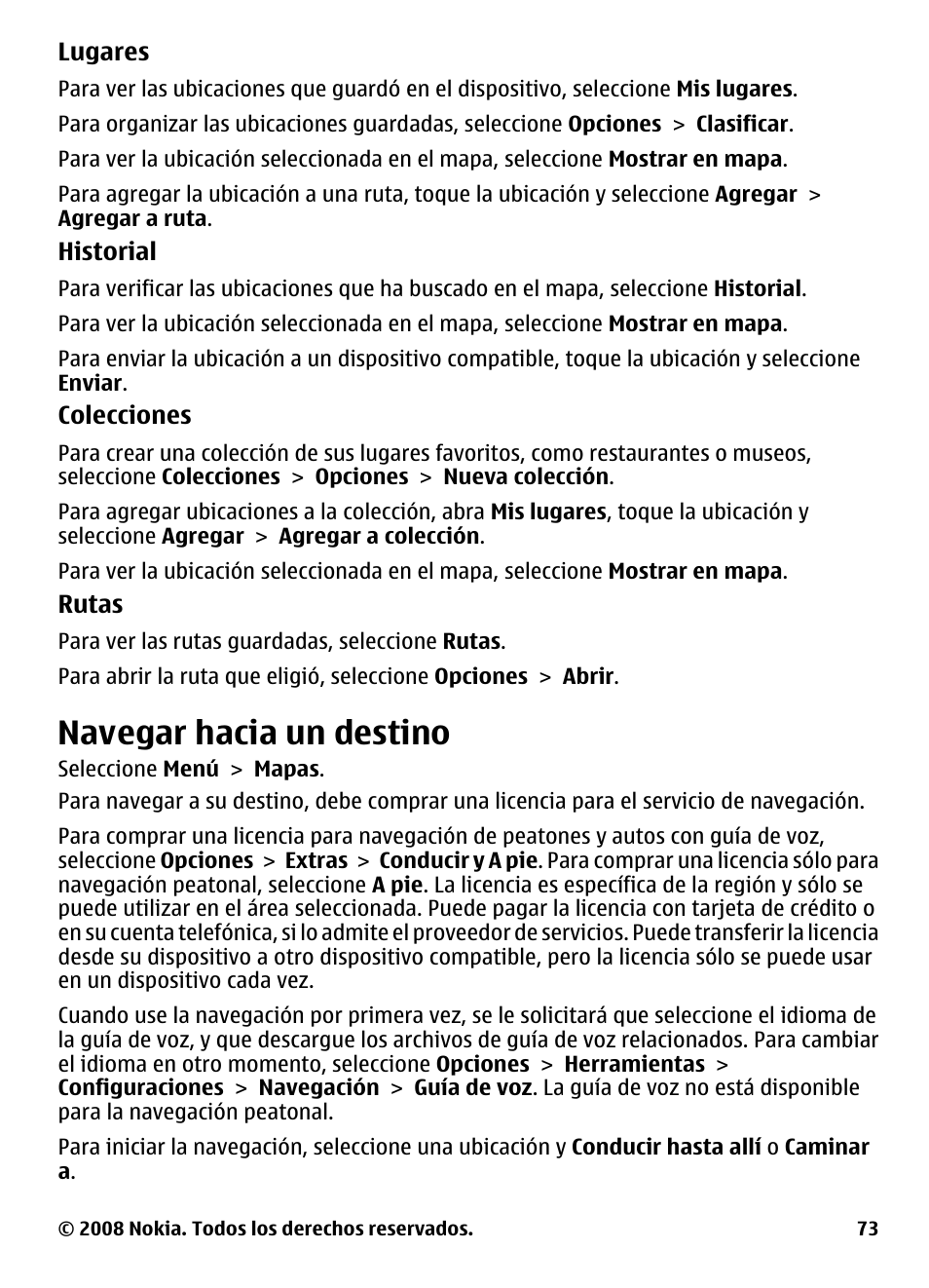 Navegar hacia un destino | Nokia 5800 User Manual | Page 190 / 243