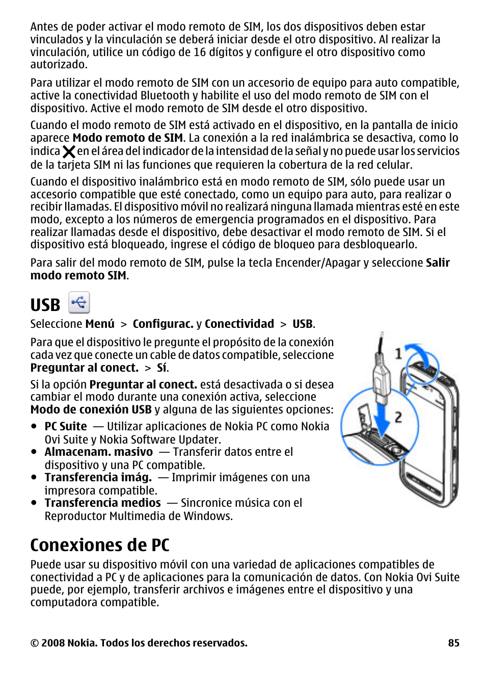 Conexiones de pc | Nokia 5800 User Manual | Page 202 / 243