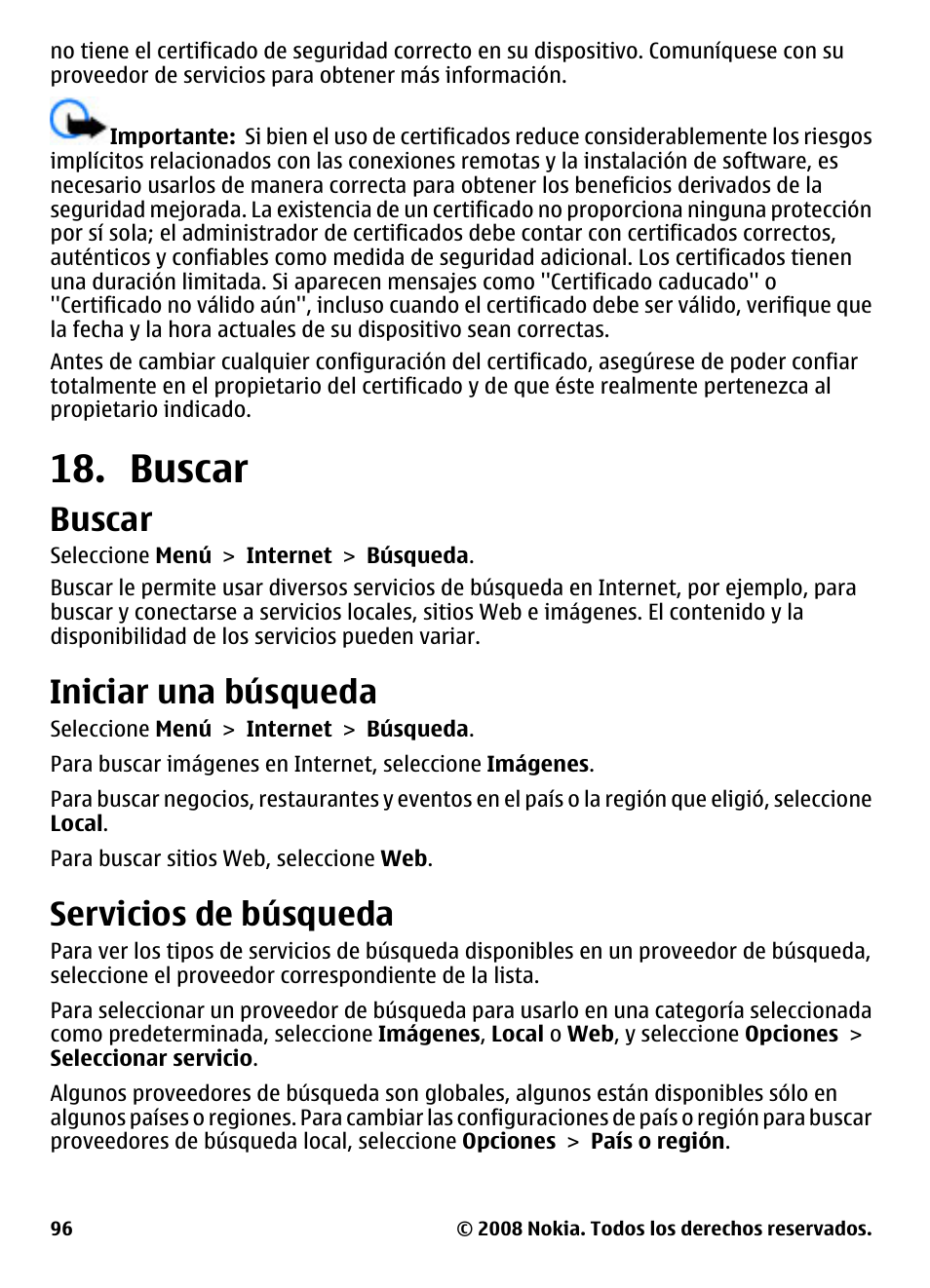 Buscar, Iniciar una búsqueda, Servicios de búsqueda | Nokia 5800 User Manual | Page 213 / 243