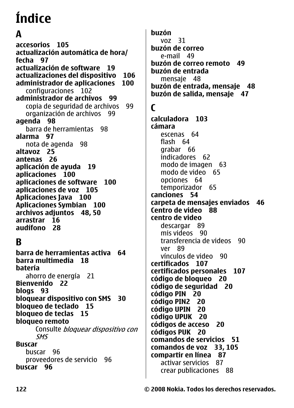 Índice | Nokia 5800 User Manual | Page 239 / 243