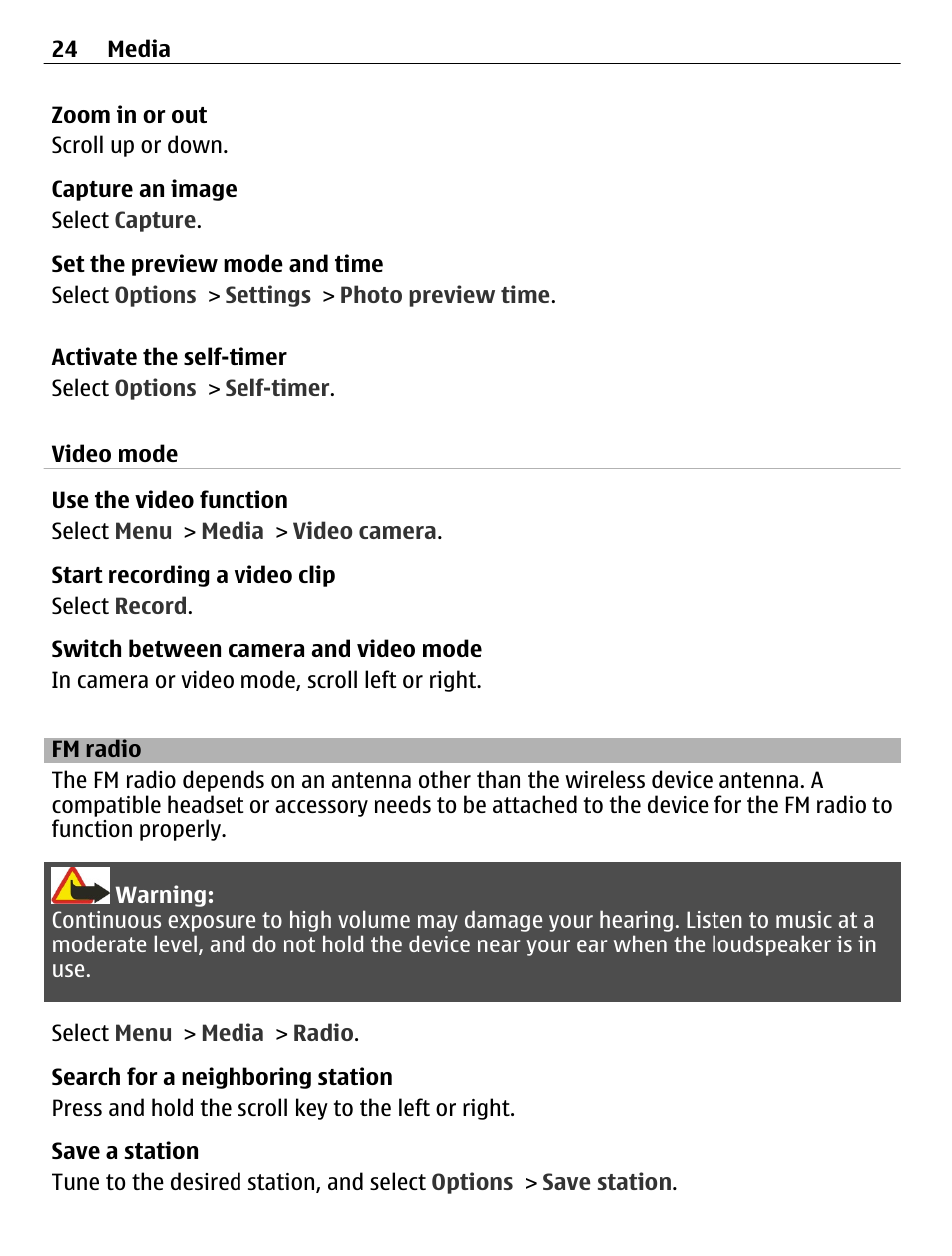 Fm radio | Nokia C2-01 User Manual | Page 24 / 39