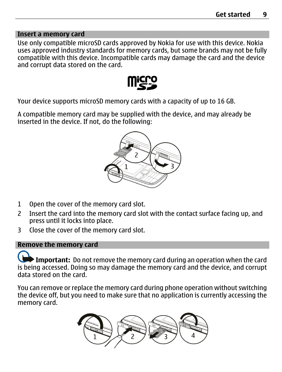 Insert a memory card, Remove the memory card | Nokia C2-01 User Manual | Page 9 / 39