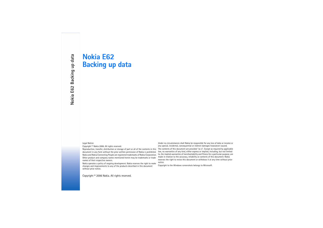 Nokia e62 backing up data | Nokia E62 User Manual | Page 2 / 6