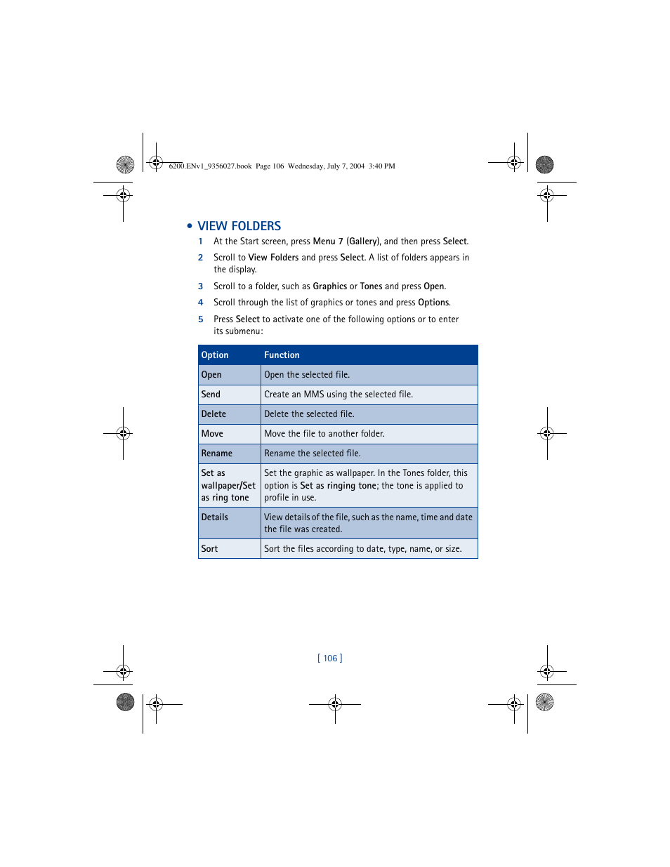 View folders | Nokia 6200 User Manual | Page 115 / 193