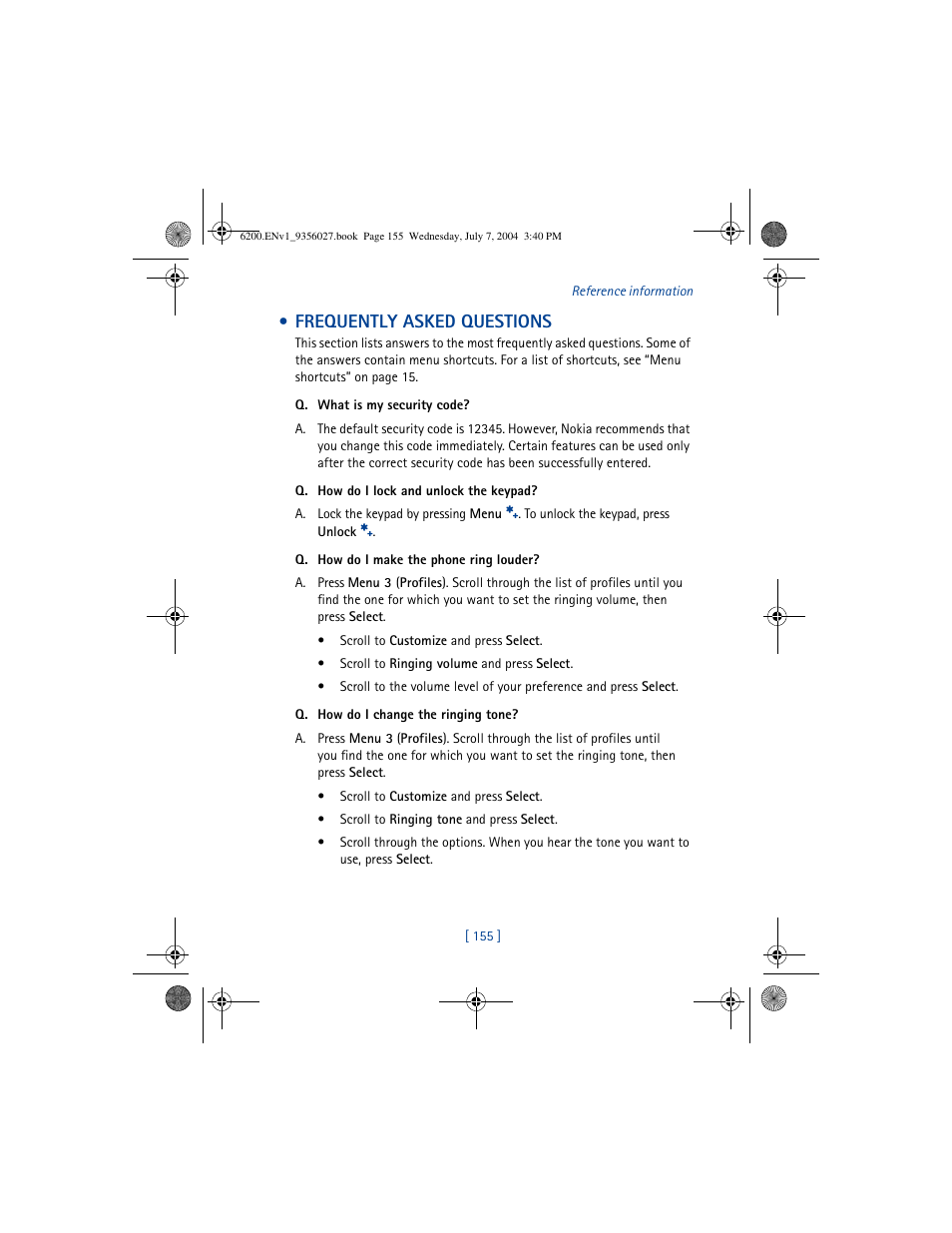 Frequently asked questions | Nokia 6200 User Manual | Page 164 / 193