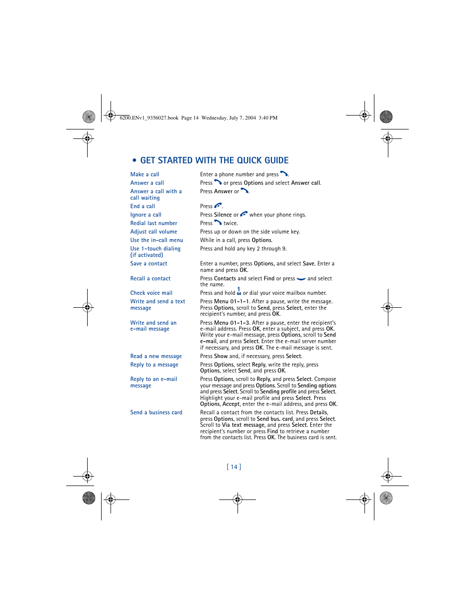 Get started with the quick guide | Nokia 6200 User Manual | Page 23 / 193