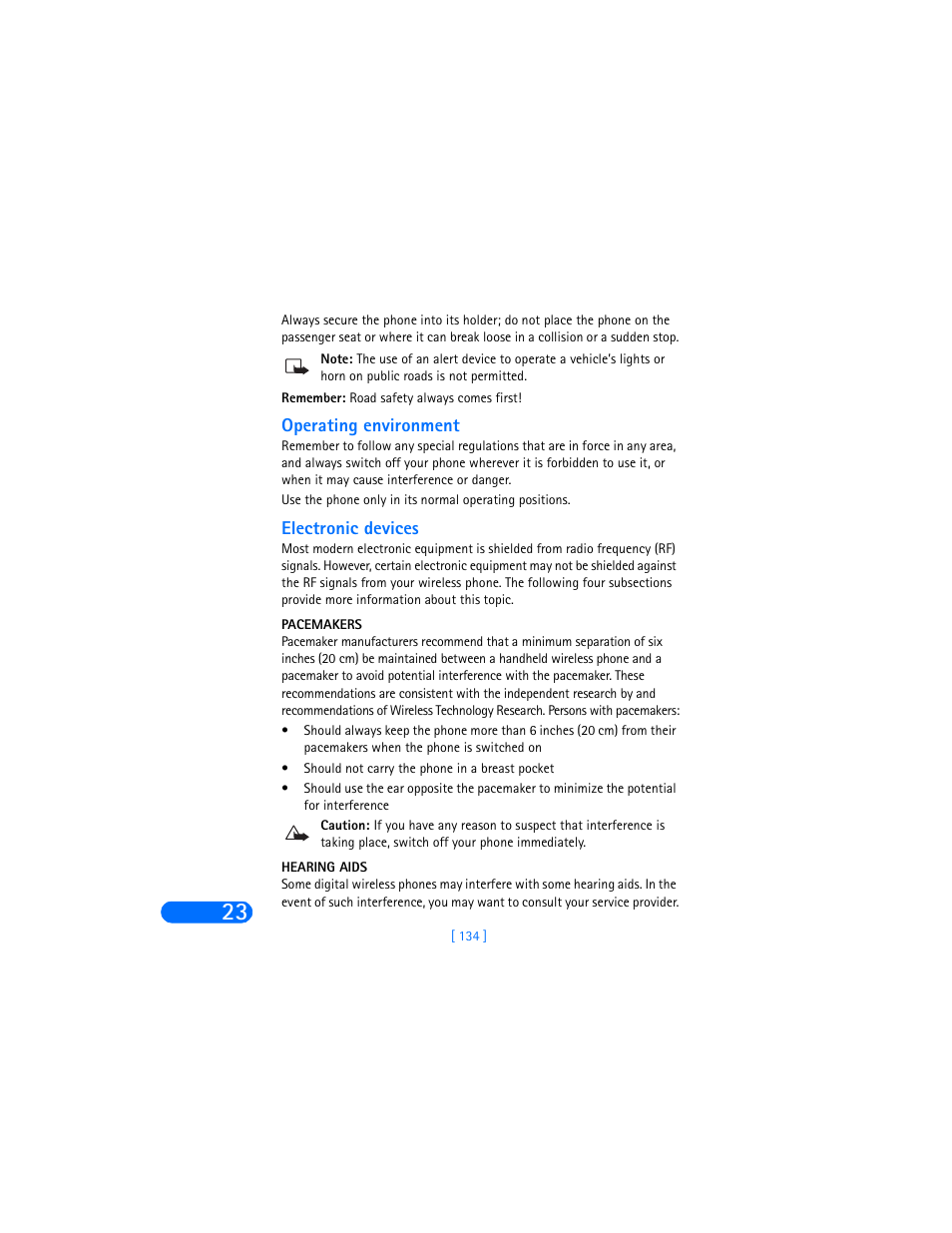 Operating environment, Electronic devices, Pacemakers | Hearing aids | Nokia 6360 User Manual | Page 145 / 170