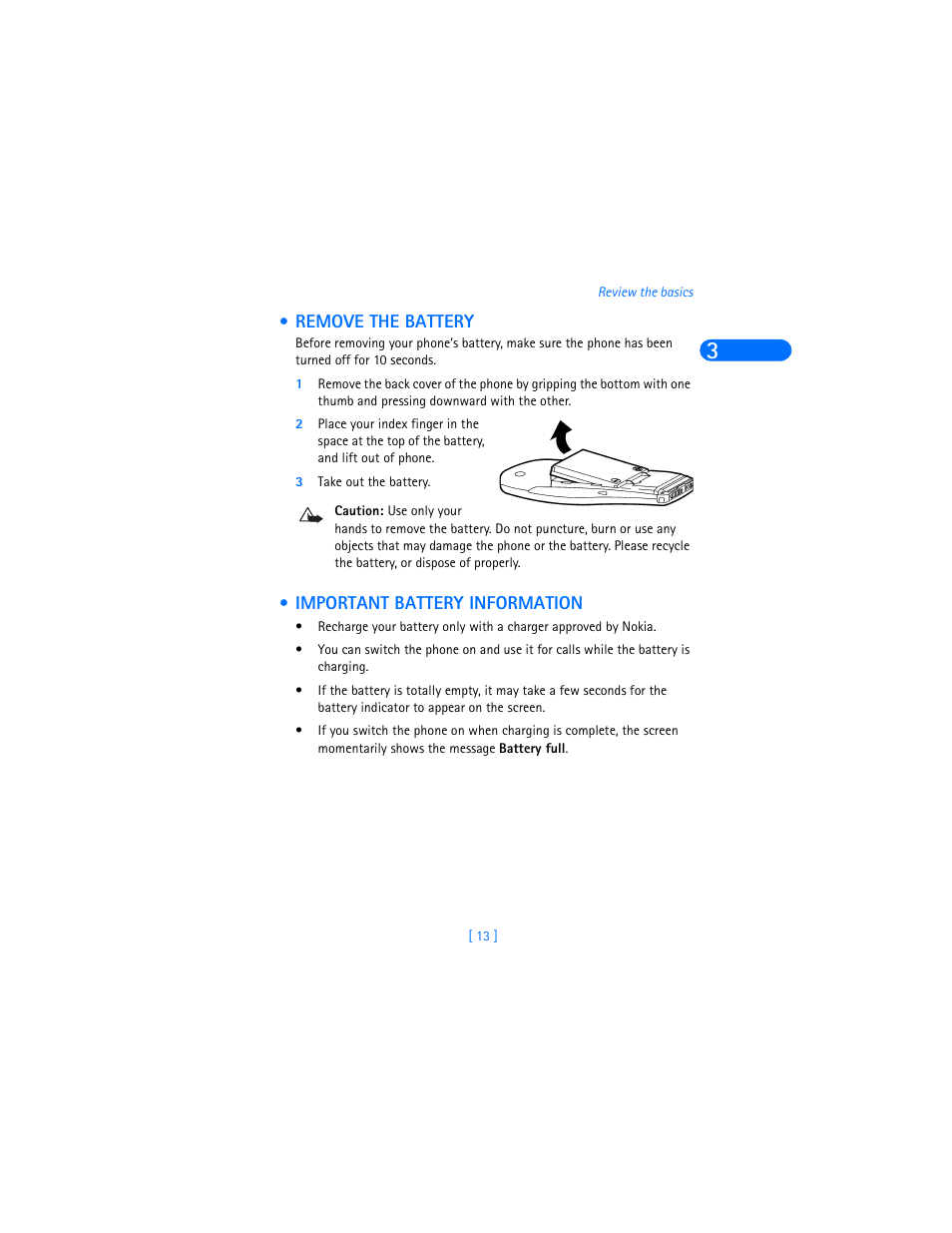 Remove the battery, 3 take out the battery, Important battery information | Remove the battery important battery information | Nokia 6360 User Manual | Page 24 / 170