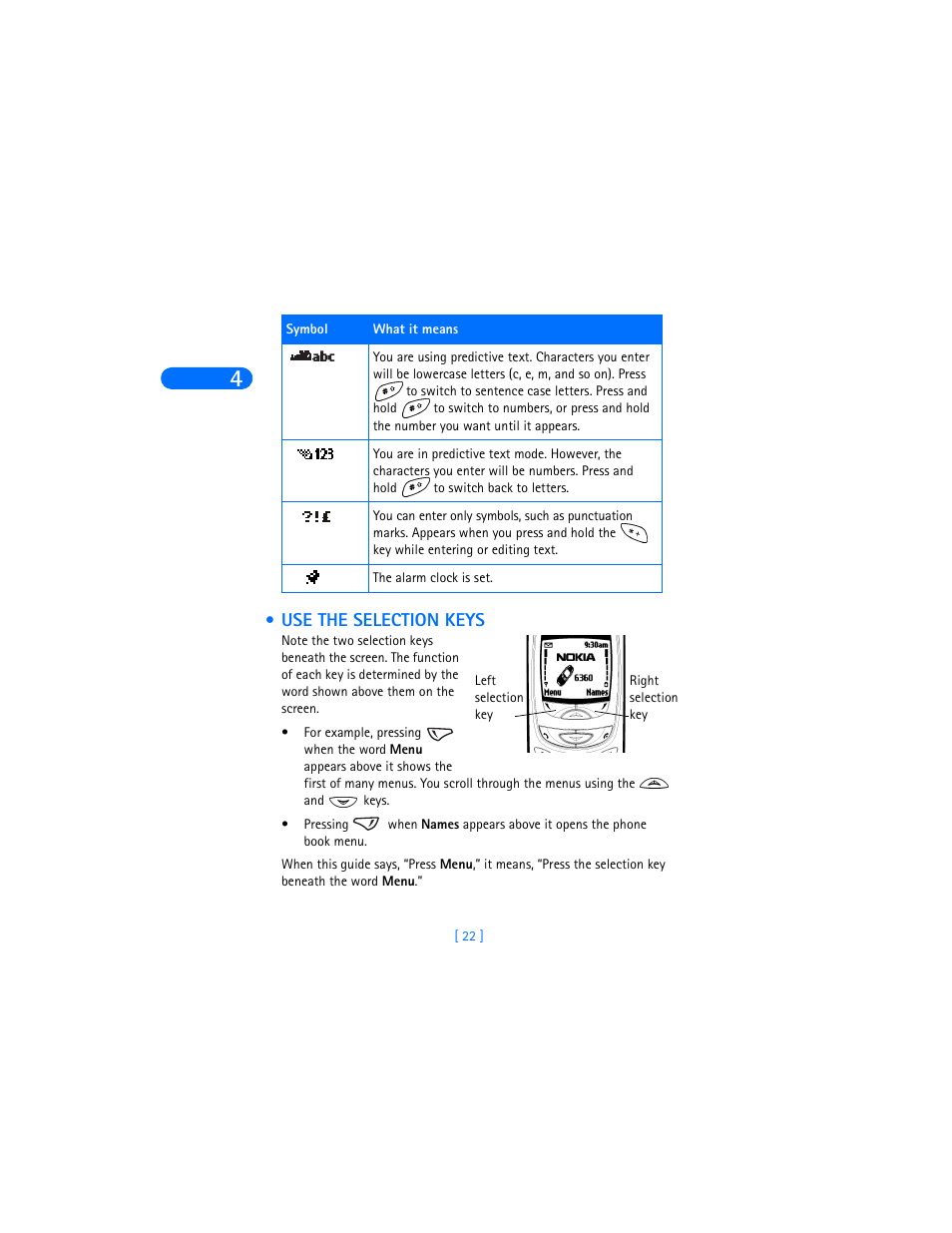 Use the selection keys | Nokia 6360 User Manual | Page 33 / 170