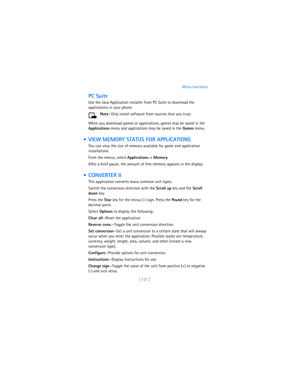 View memory status for applications, Converter ii, View memory status for applications converter ii | Pc suite | Nokia 7250i User Manual | Page 132 / 201