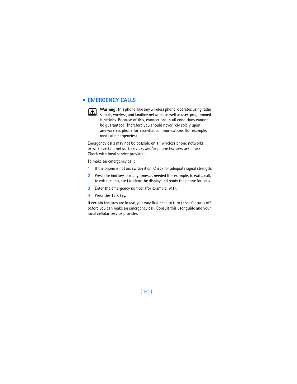 Emergency calls | Nokia 7250i User Manual | Page 175 / 201