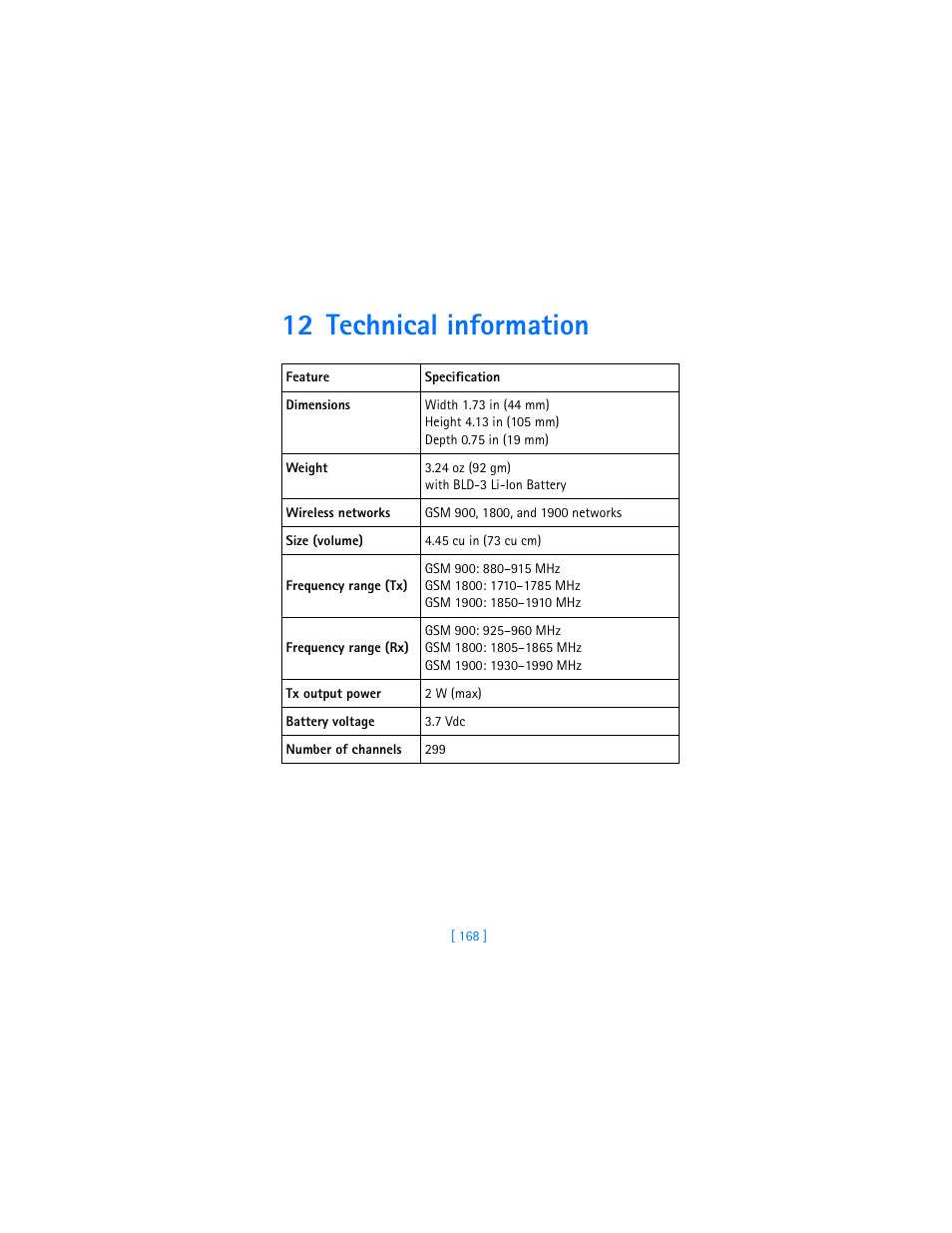 12 technical information | Nokia 7250i User Manual | Page 179 / 201