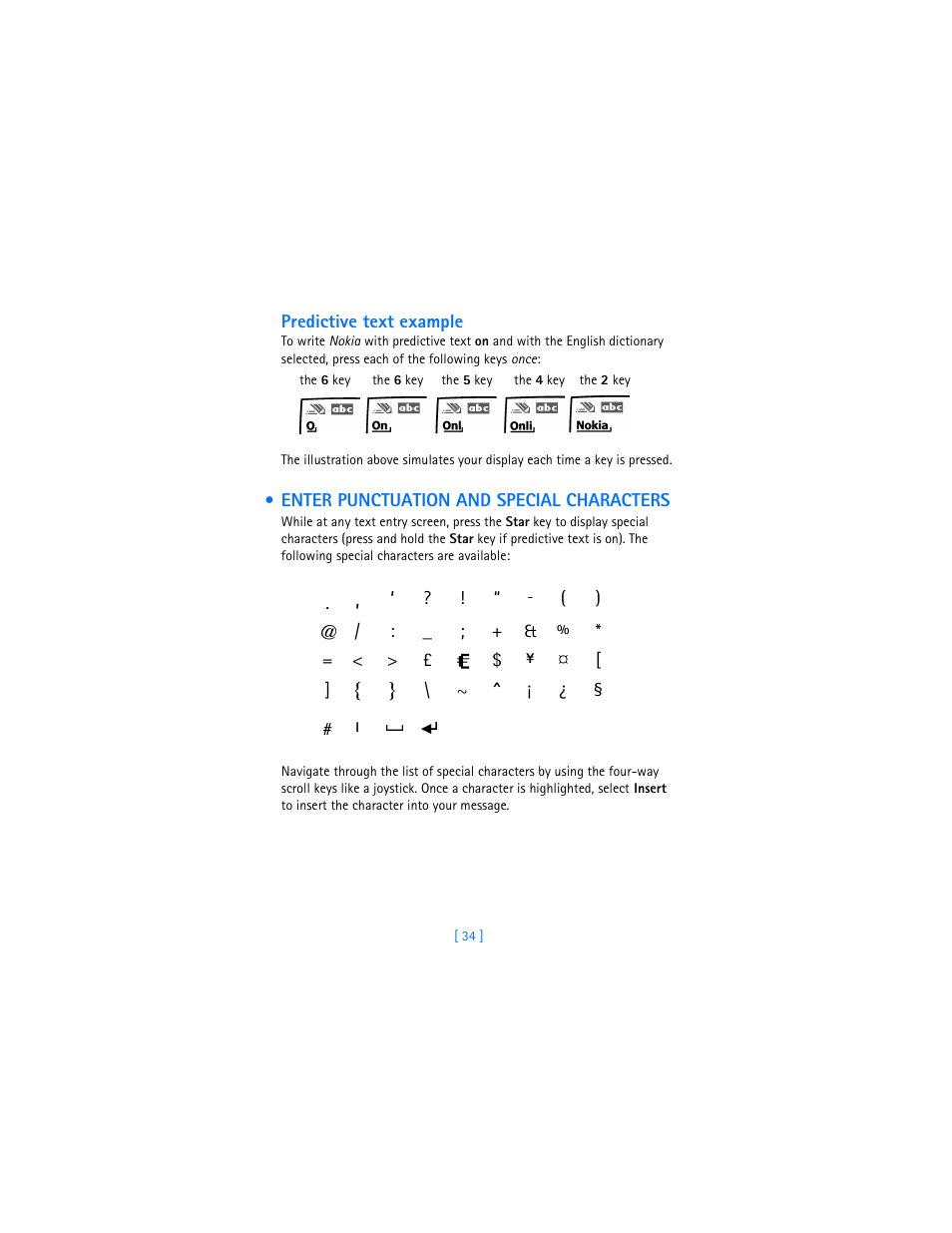 Enter punctuation and special characters | Nokia 7250i User Manual | Page 45 / 201