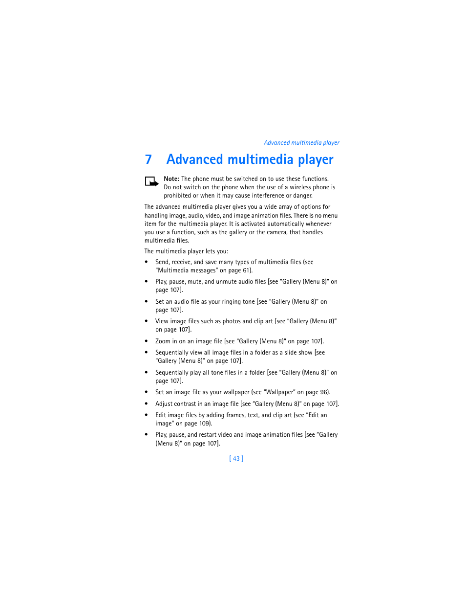 7 advanced multimedia player, Advanced multimedia player, 7advanced multimedia player | Nokia 7250i User Manual | Page 54 / 201