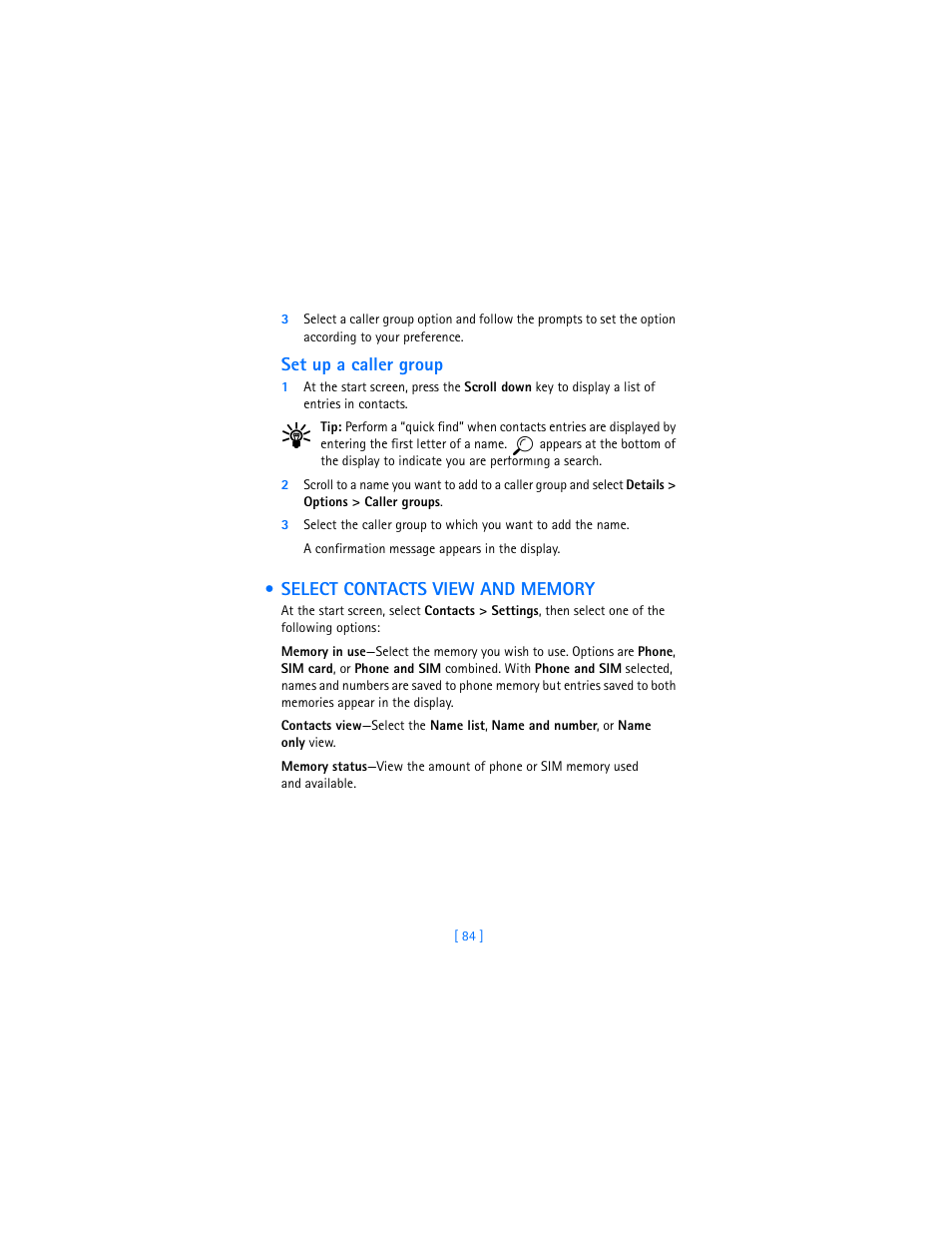 Select contacts view and memory, Set up a caller group | Nokia 7250i User Manual | Page 95 / 201