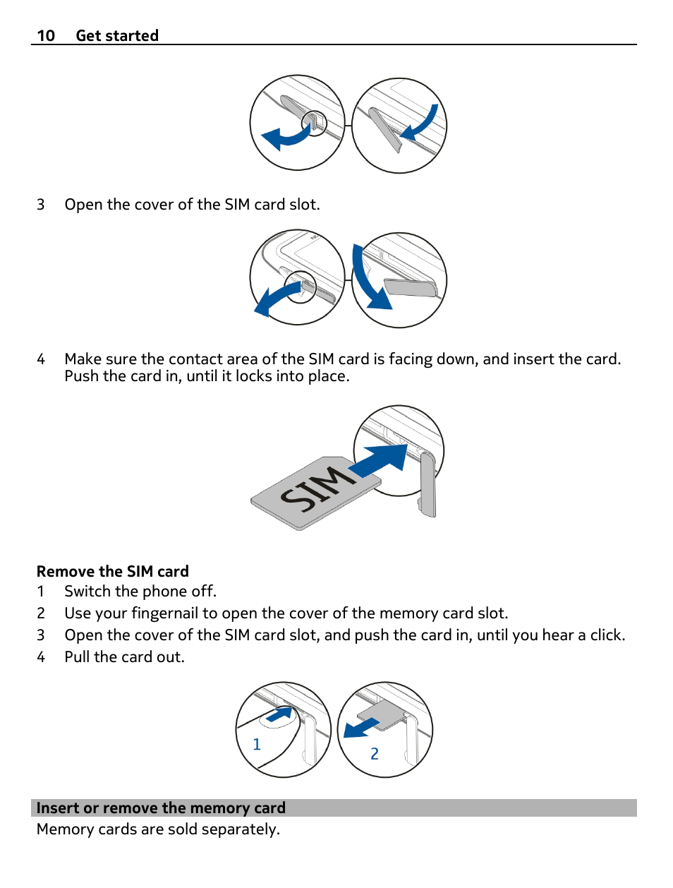Insert or remove the memory card | Nokia N8-00 User Manual | Page 10 / 130