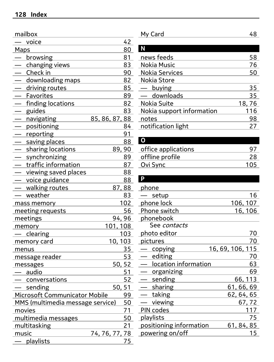 Nokia N8-00 User Manual | Page 128 / 130