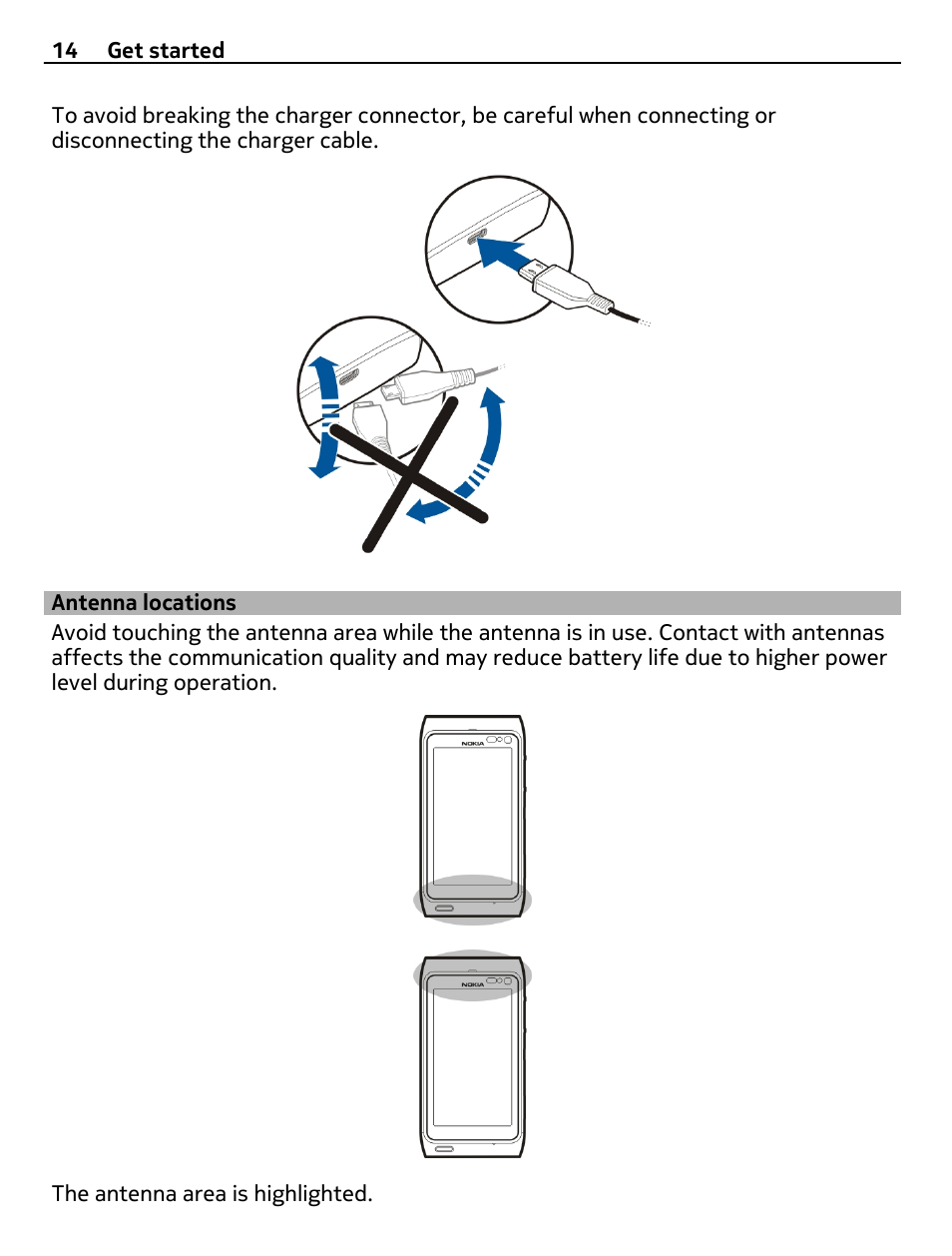 Antenna locations | Nokia N8-00 User Manual | Page 14 / 130