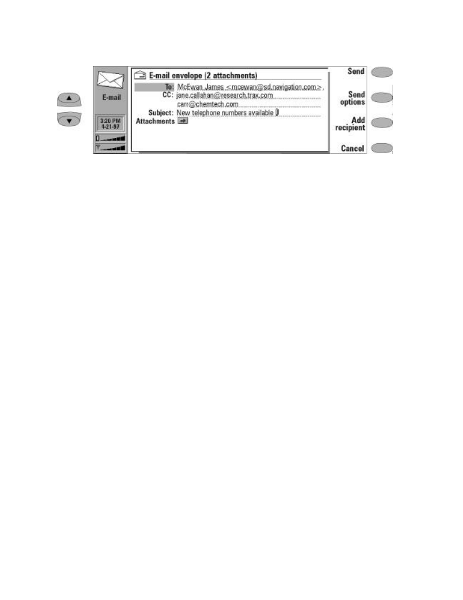 E-mail envelope, Send e-mail upon request | Nokia 9000il User Manual | Page 59 / 130