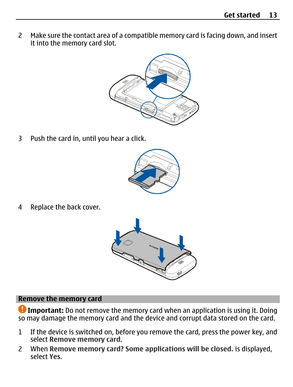 Remove the memory card | Nokia C5-03 User Manual | Page 13 / 116