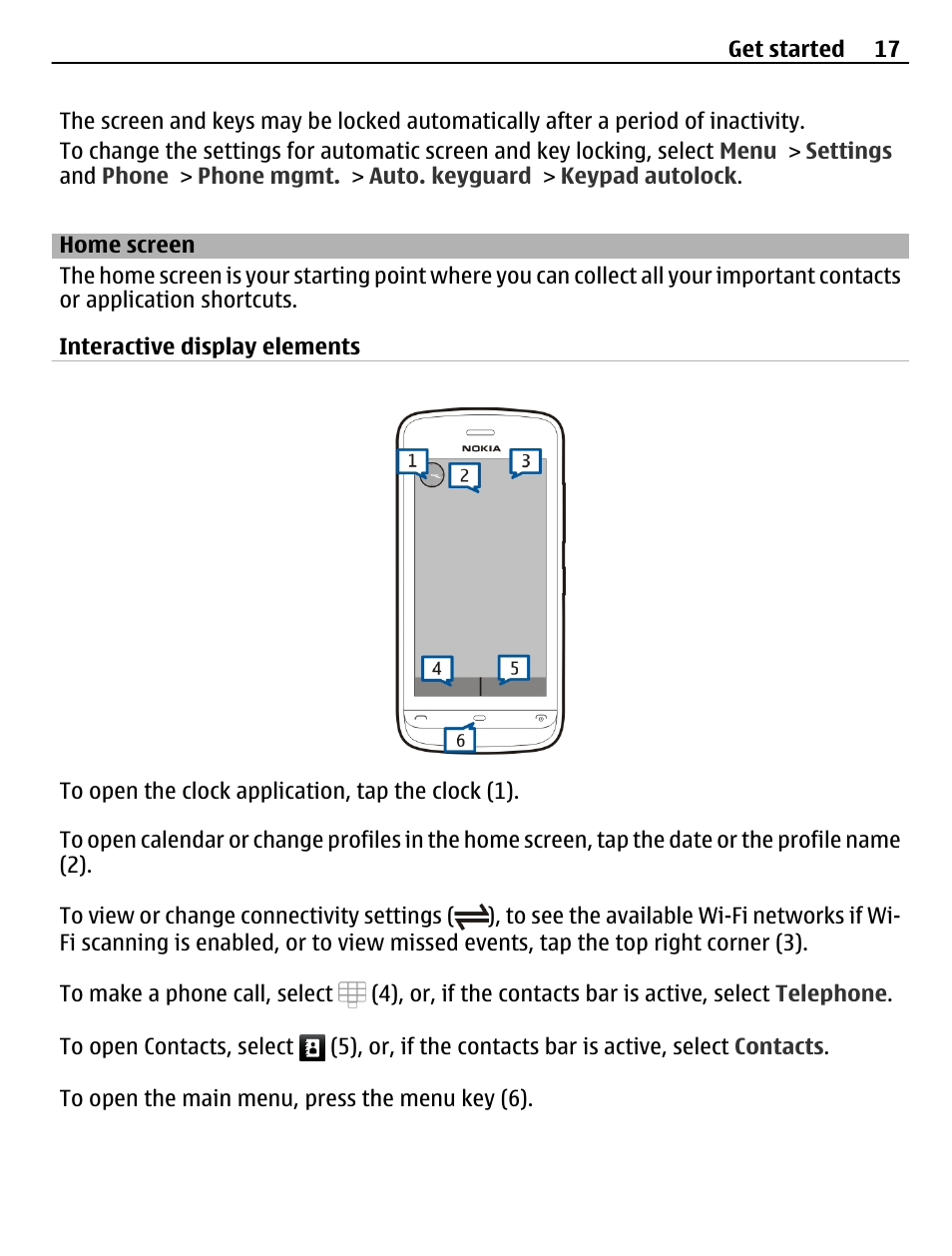 Home screen | Nokia C5-03 User Manual | Page 17 / 116