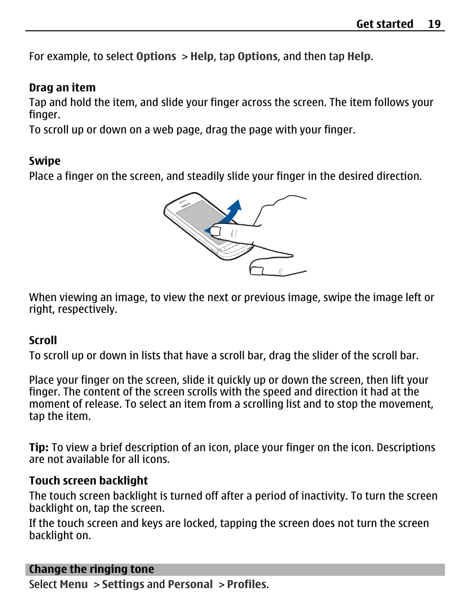Change the ringing tone | Nokia C5-03 User Manual | Page 19 / 116