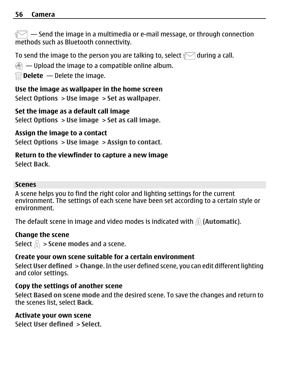Scenes | Nokia C5-03 User Manual | Page 56 / 116