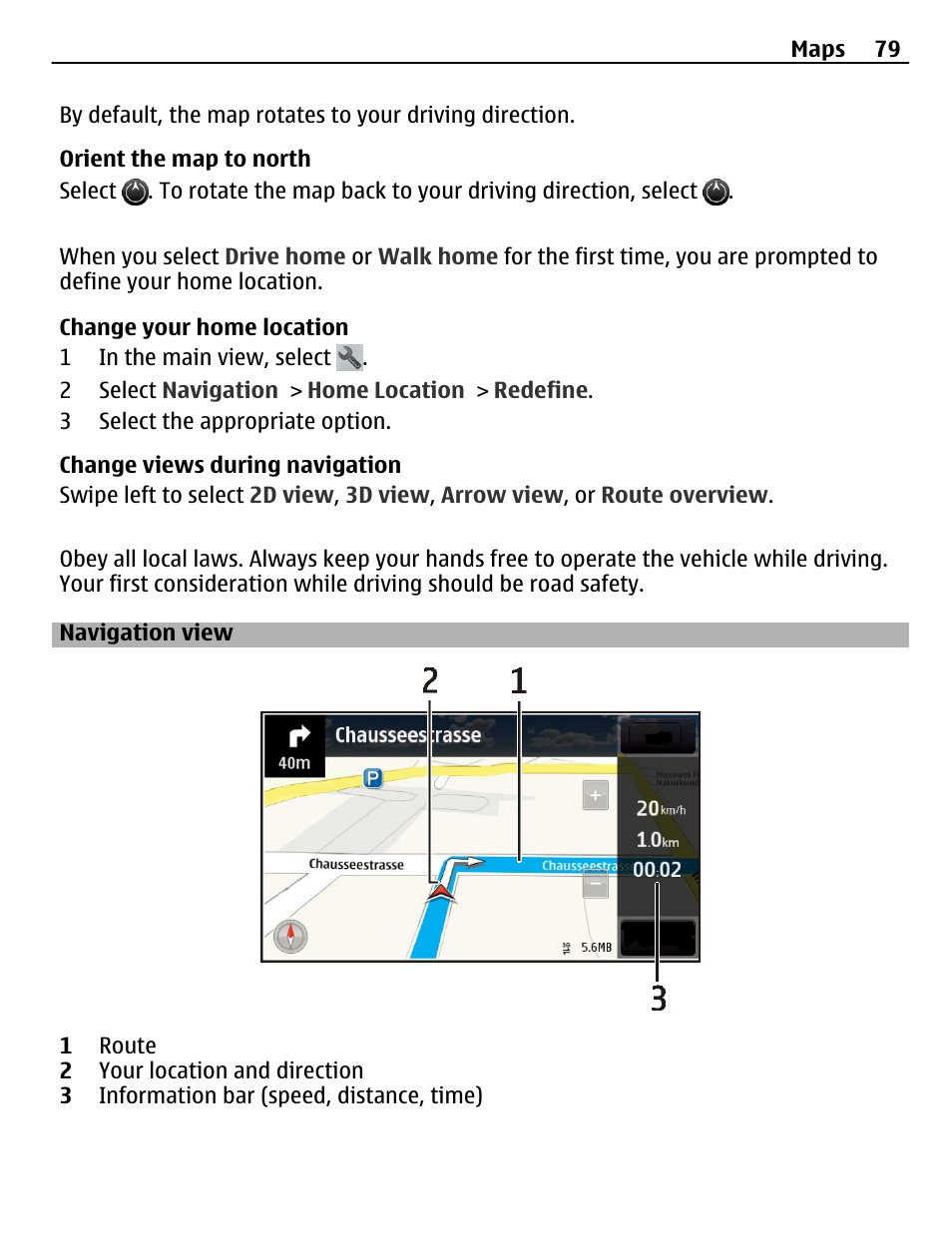 Navigation view | Nokia C5-03 User Manual | Page 79 / 116
