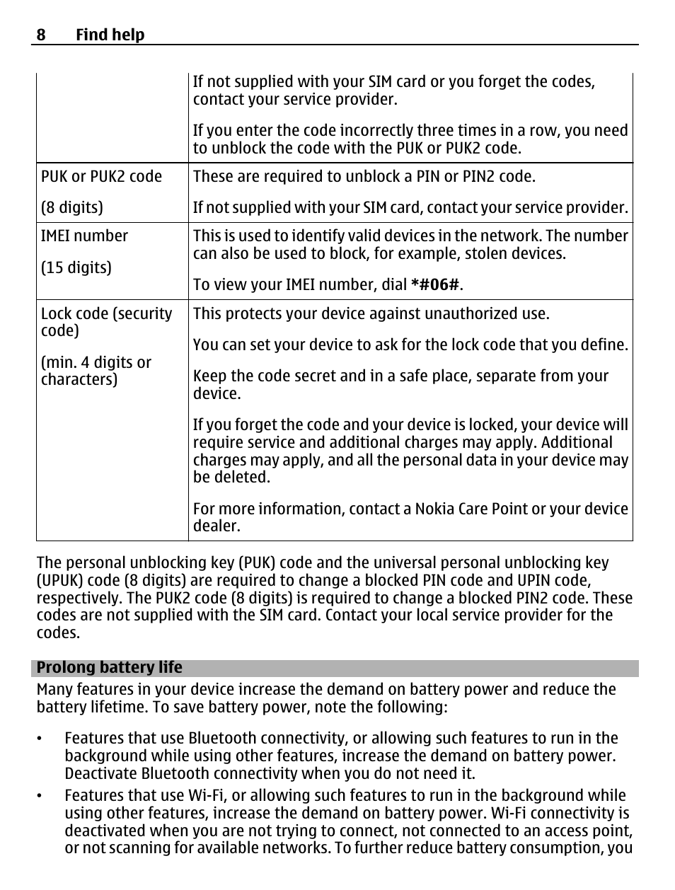 Prolong battery life | Nokia C5-03 User Manual | Page 8 / 116