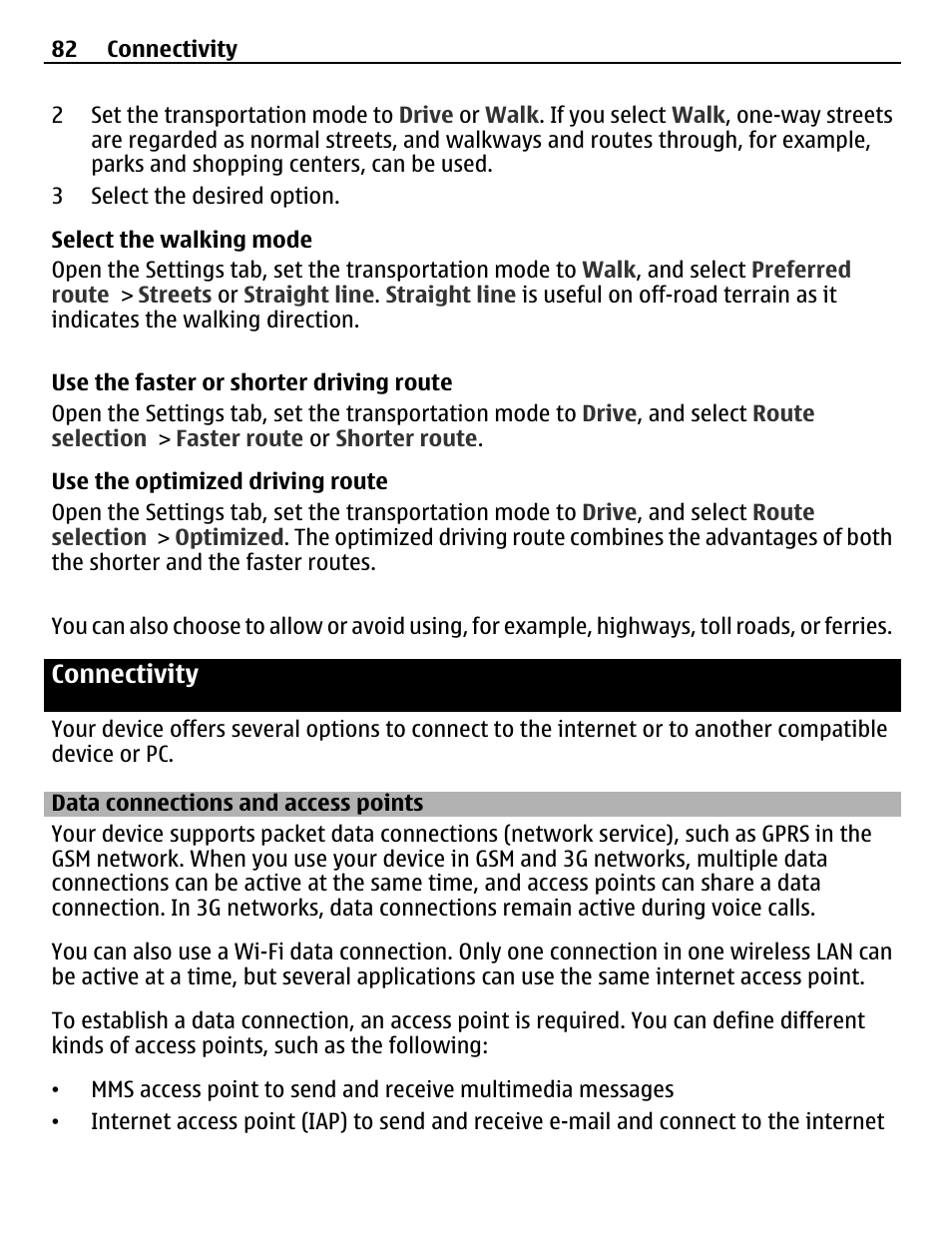 Connectivity, Data connections and access points | Nokia C5-03 User Manual | Page 82 / 116