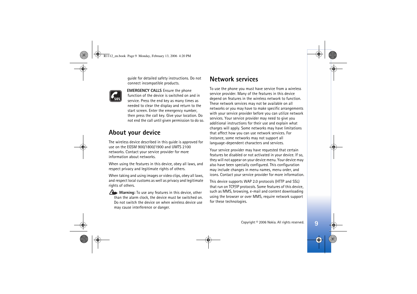 About your device, Network services | Nokia N70 User Manual | Page 10 / 121