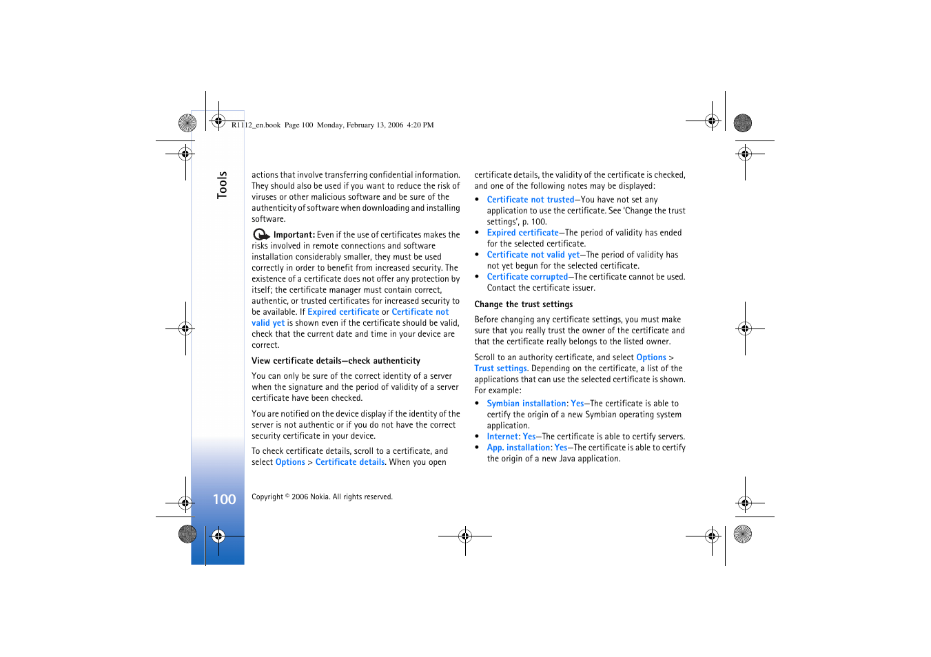 Tools | Nokia N70 User Manual | Page 101 / 121