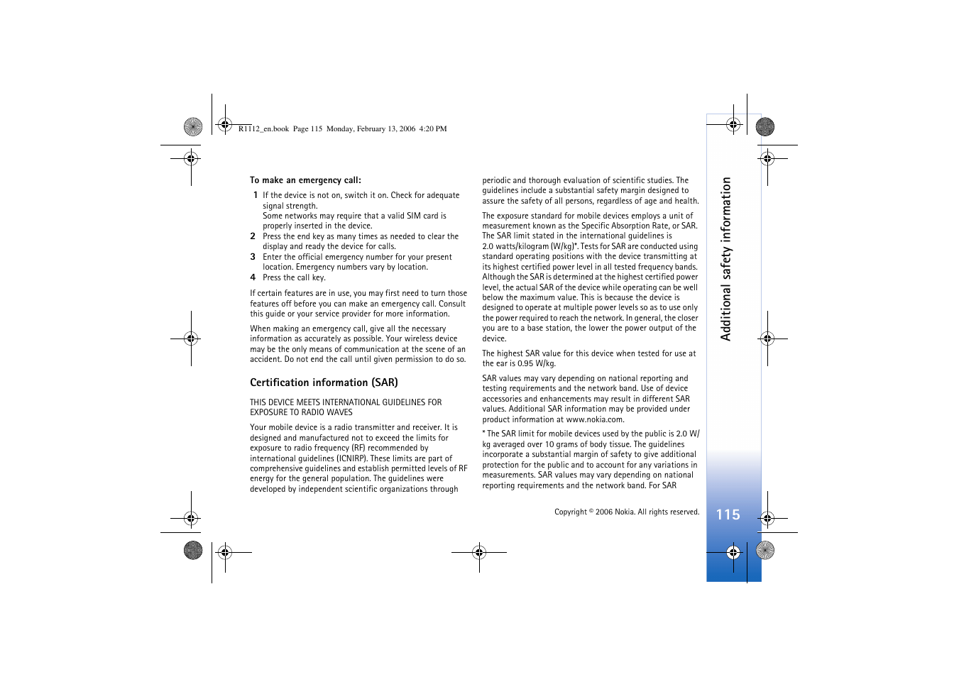 Additional safety information | Nokia N70 User Manual | Page 116 / 121