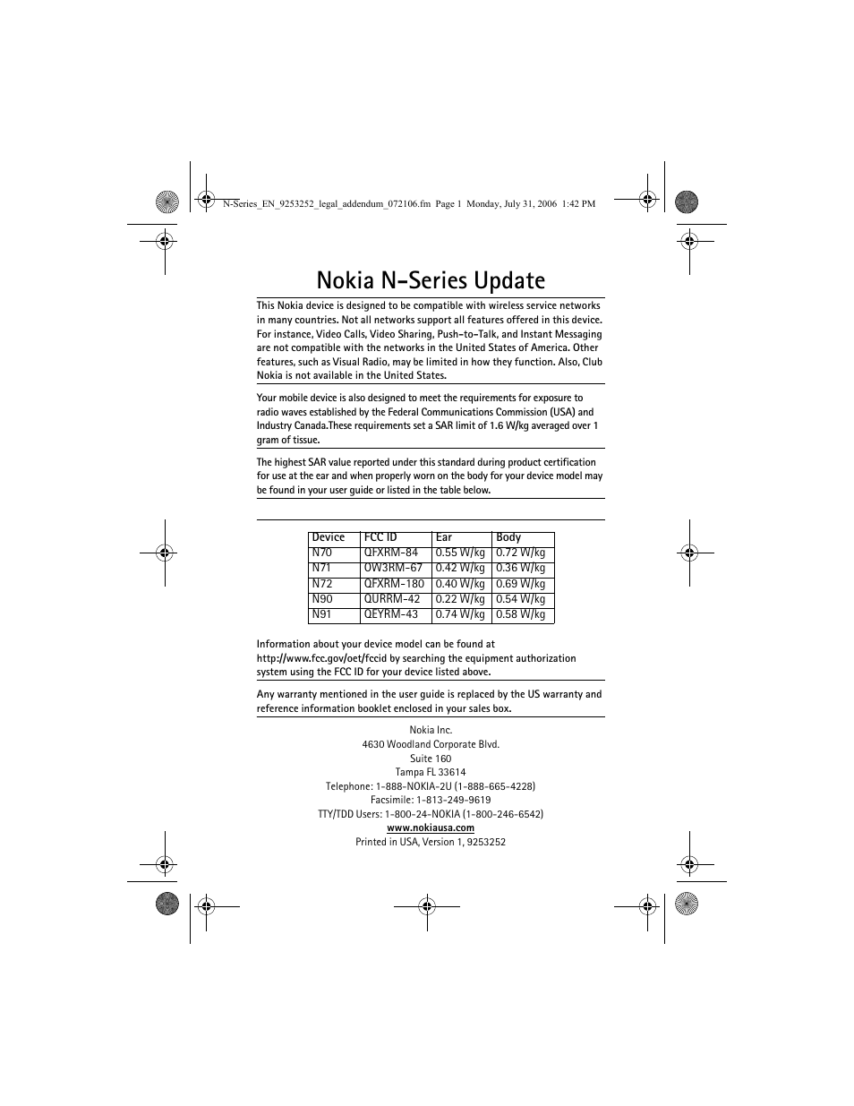 Nokia n-series update | Nokia N70 User Manual | Page 2 / 121