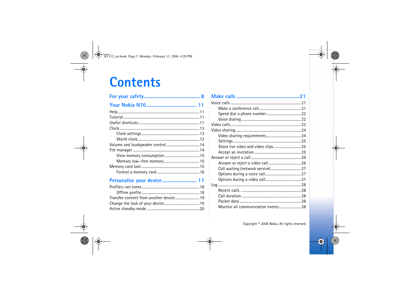 Nokia N70 User Manual | Page 4 / 121