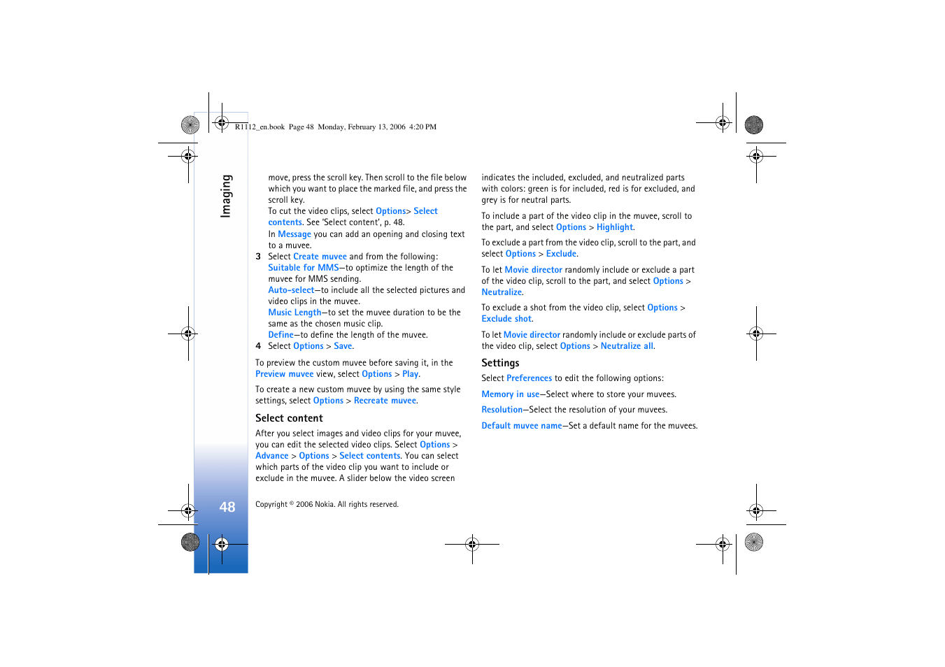 Imaging | Nokia N70 User Manual | Page 49 / 121