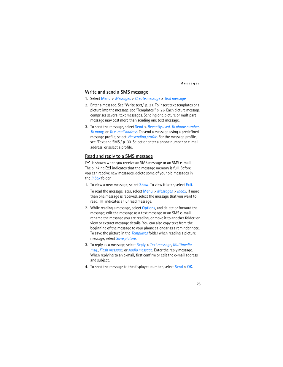Read and reply to a sms message | Nokia 6103 User Manual | Page 26 / 169