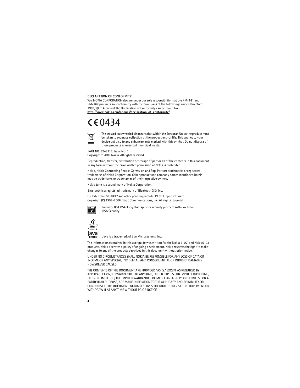 Nokia 6103 User Manual | Page 3 / 169