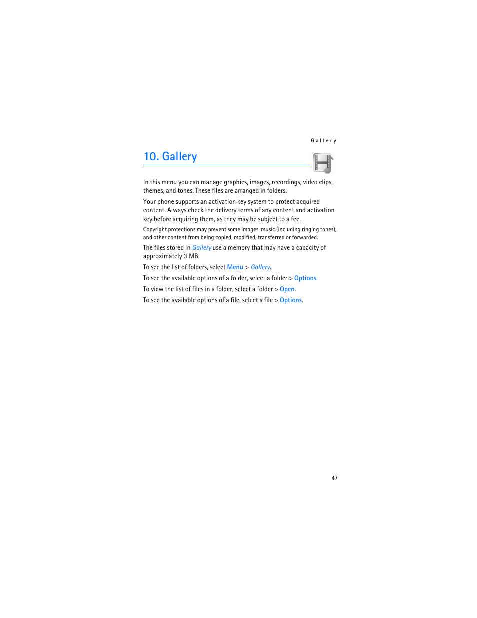 Gallery | Nokia 6103 User Manual | Page 48 / 169