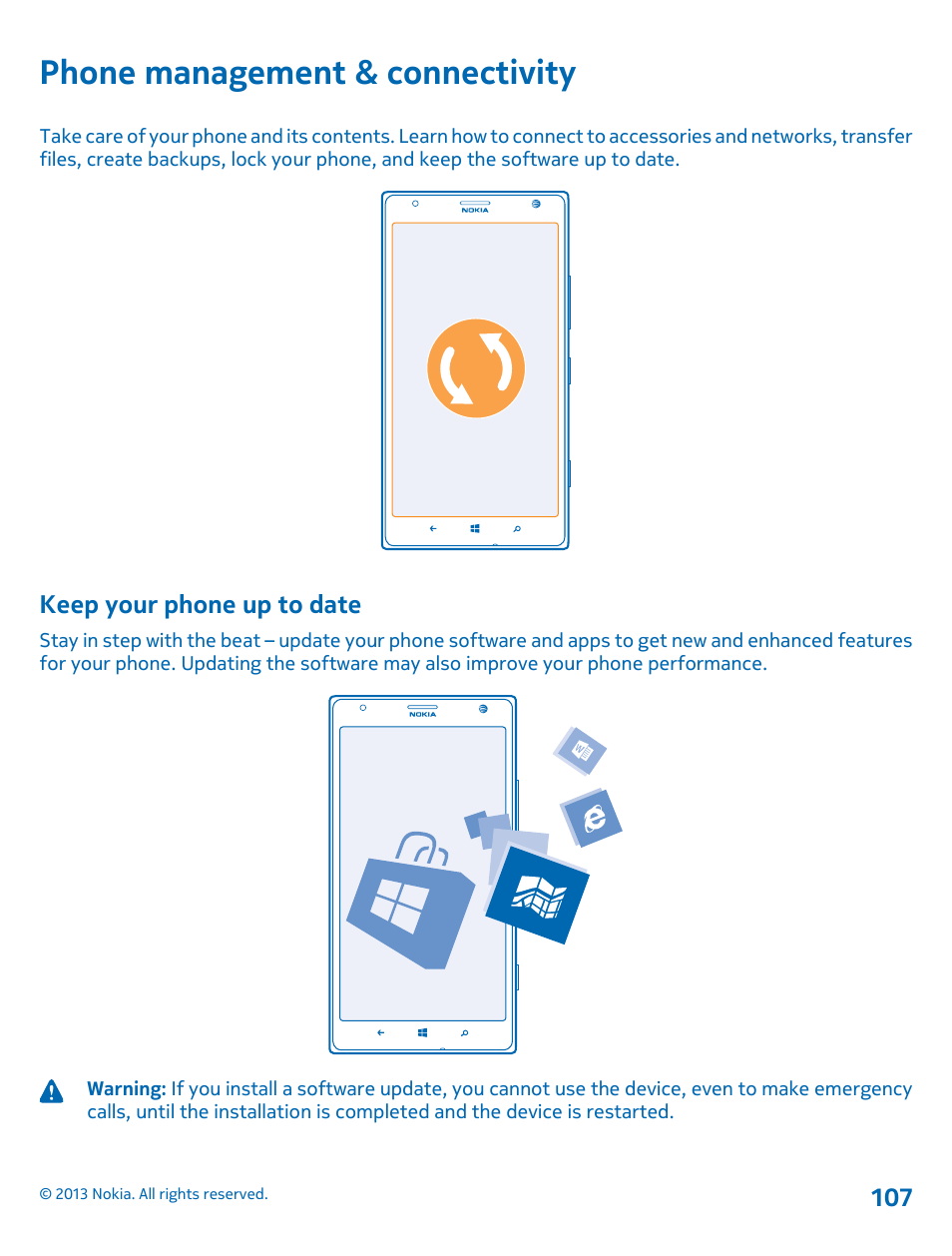 Phone management & connectivity, Keep your phone up to date | Nokia Lumia 1520 User Manual | Page 107 / 128