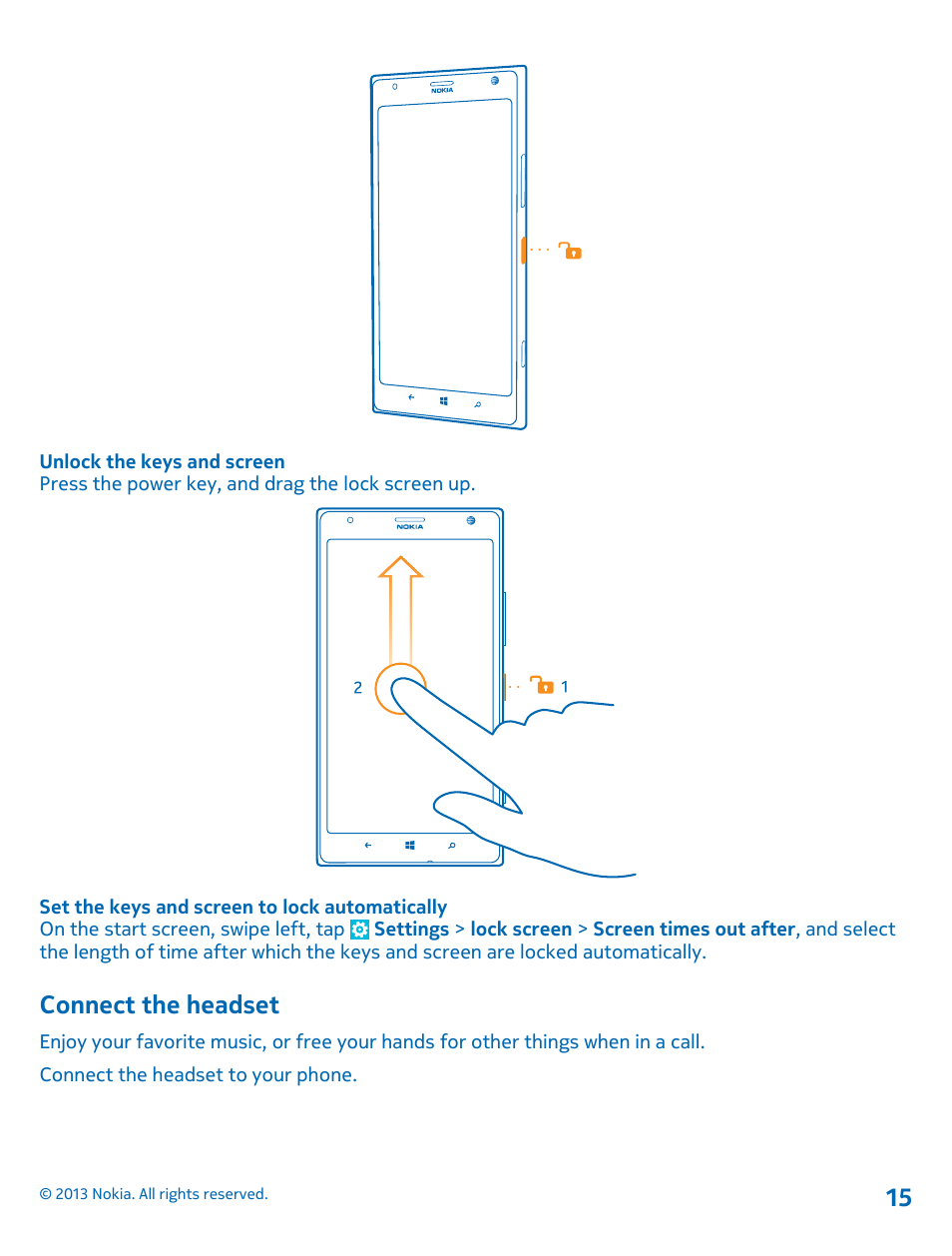 Connect the headset | Nokia Lumia 1520 User Manual | Page 15 / 128