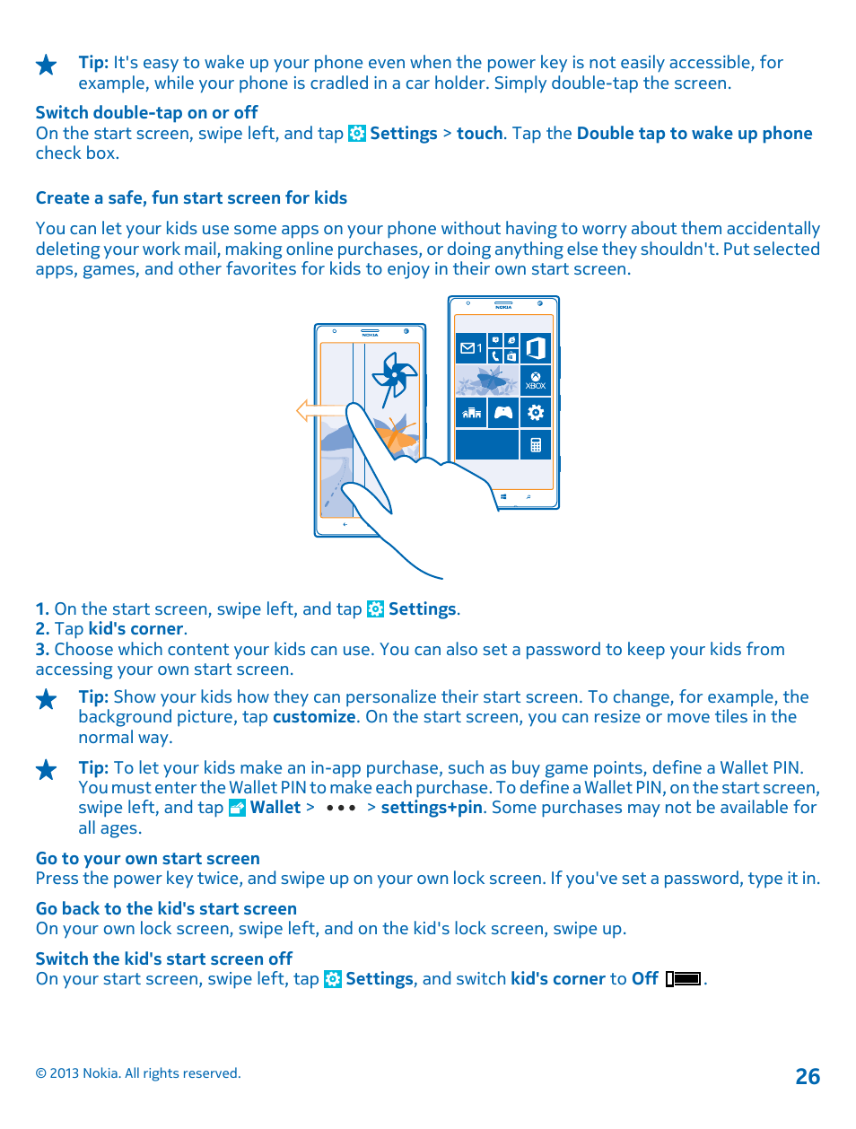 Create a safe, fun start screen for kids | Nokia Lumia 1520 User Manual | Page 26 / 128