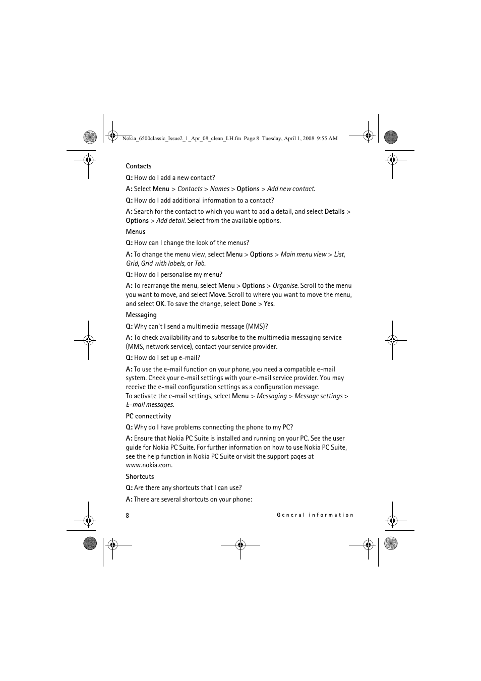 Nokia 6500 Classic User Manual | Page 8 / 54