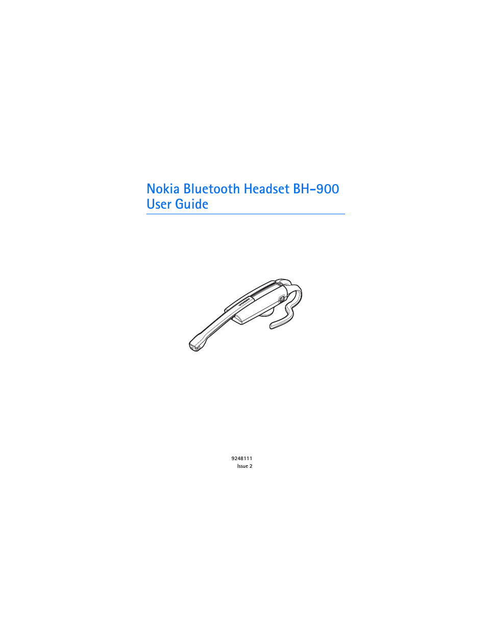 Nokia Bluetooth Headset BH-900 User Manual | 13 pages