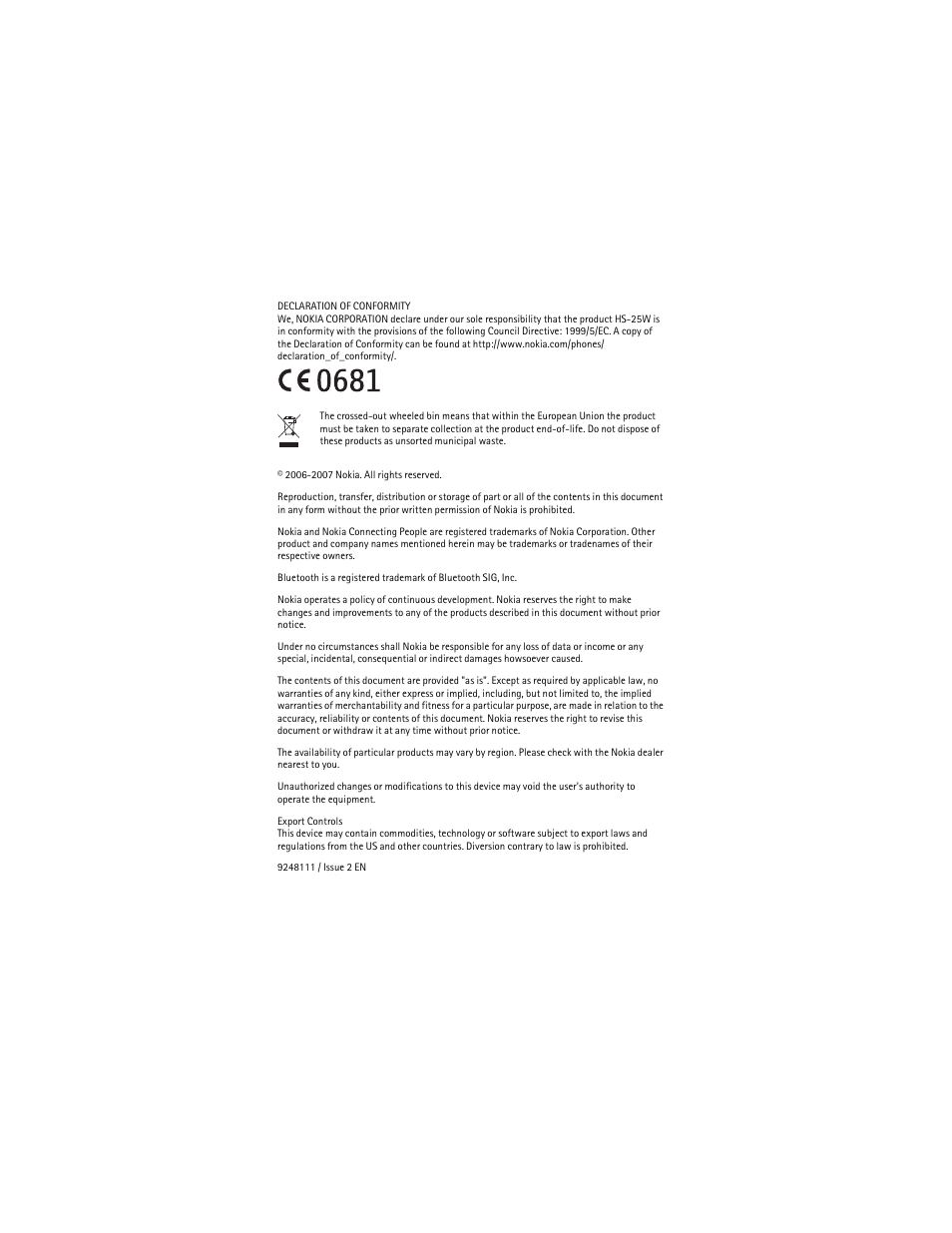 Nokia Bluetooth Headset BH-900 User Manual | Page 2 / 13