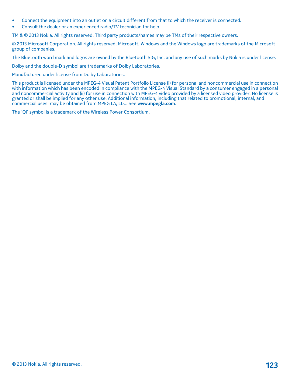 Nokia Lumia 920 User Manual | Page 123 / 123