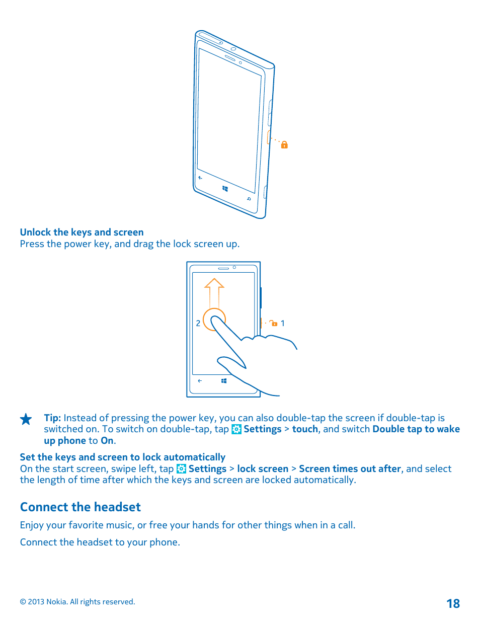 Connect the headset | Nokia Lumia 920 User Manual | Page 18 / 123