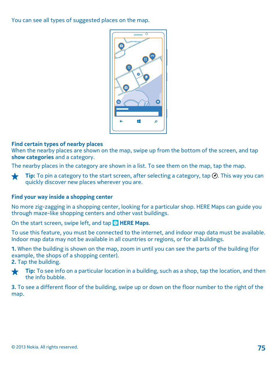 Find your way inside a shopping center | Nokia Lumia 920 User Manual | Page 75 / 123