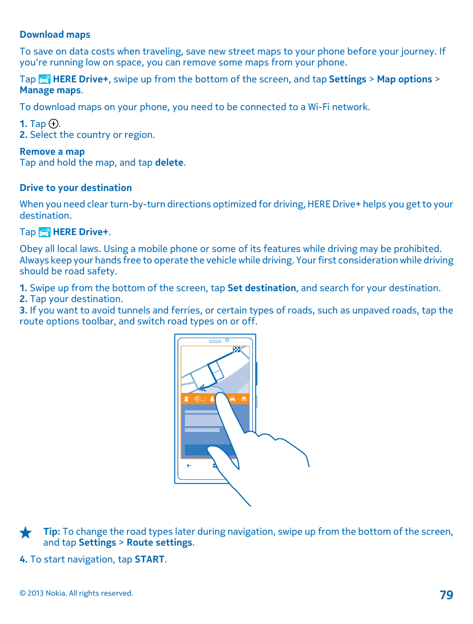 Download maps, Drive to your destination | Nokia Lumia 920 User Manual | Page 79 / 123