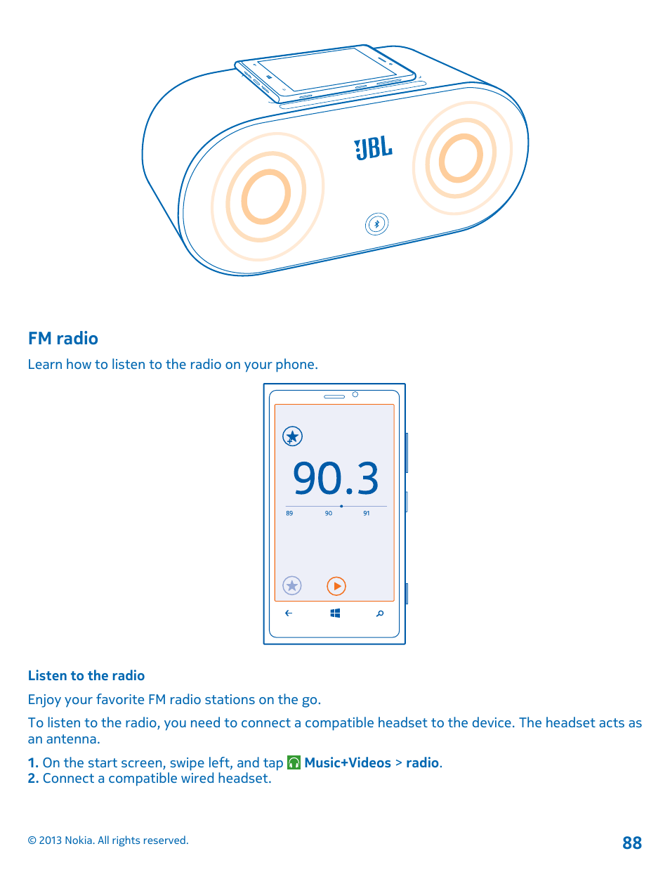 Fm radio, Listen to the radio | Nokia Lumia 920 User Manual | Page 88 / 123